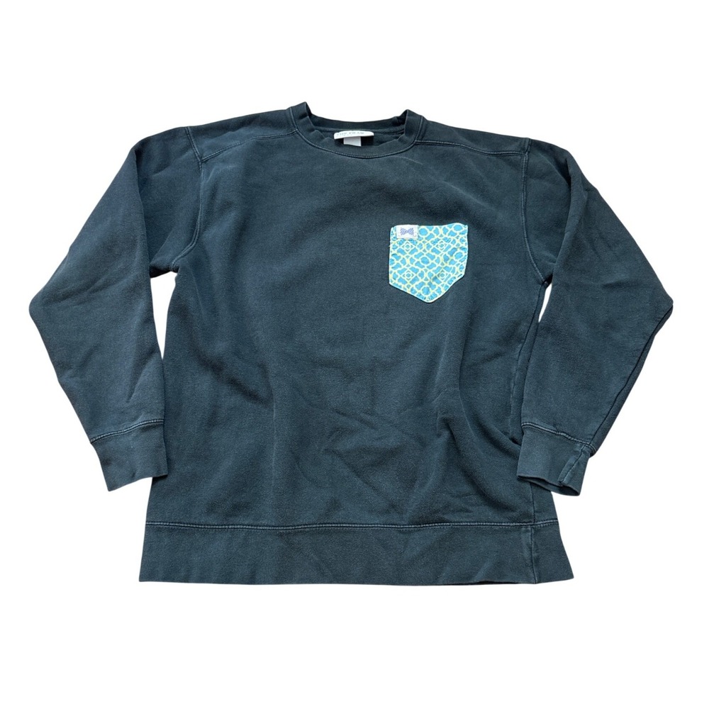 The Frat Collection Sweatshirt Mens Black Geometric Pocket‎ Preppy SIZE S